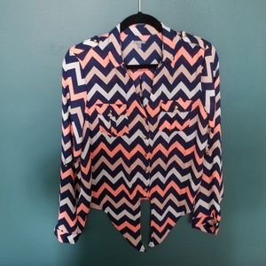 Button Down Tie Up Blouse